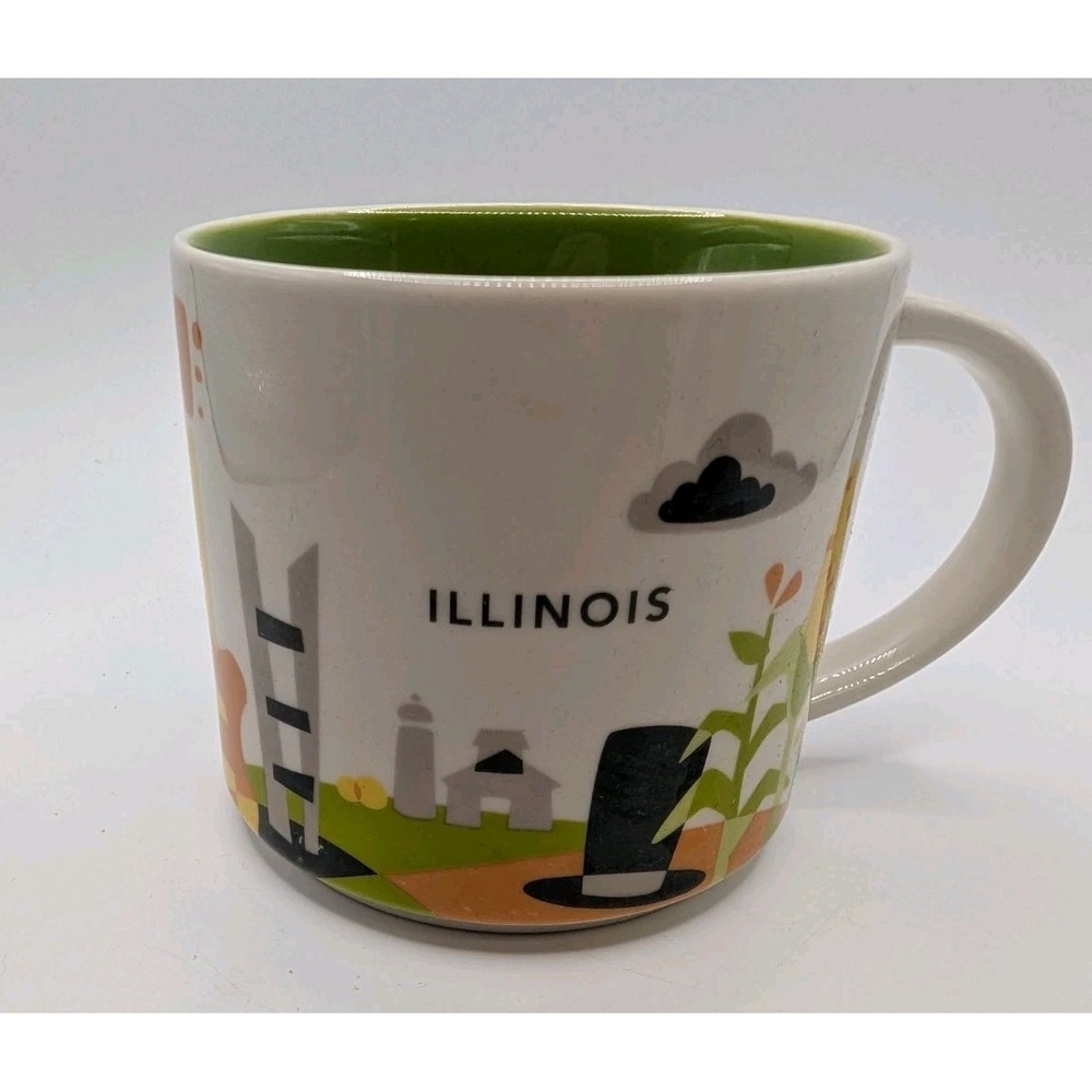Starbucks Coffee ILLINOIS You Are Here 14oz Mug 2015 Collector Series Green Corn